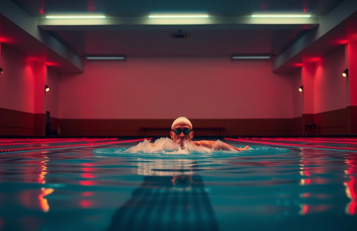 Aluno nadando na piscina semiolímpica da Sport Fitness